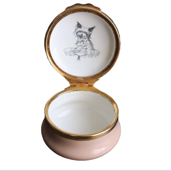 Bilston and Battersea Yorkie English Enamel Trinket Box - Picture 2 of 13
